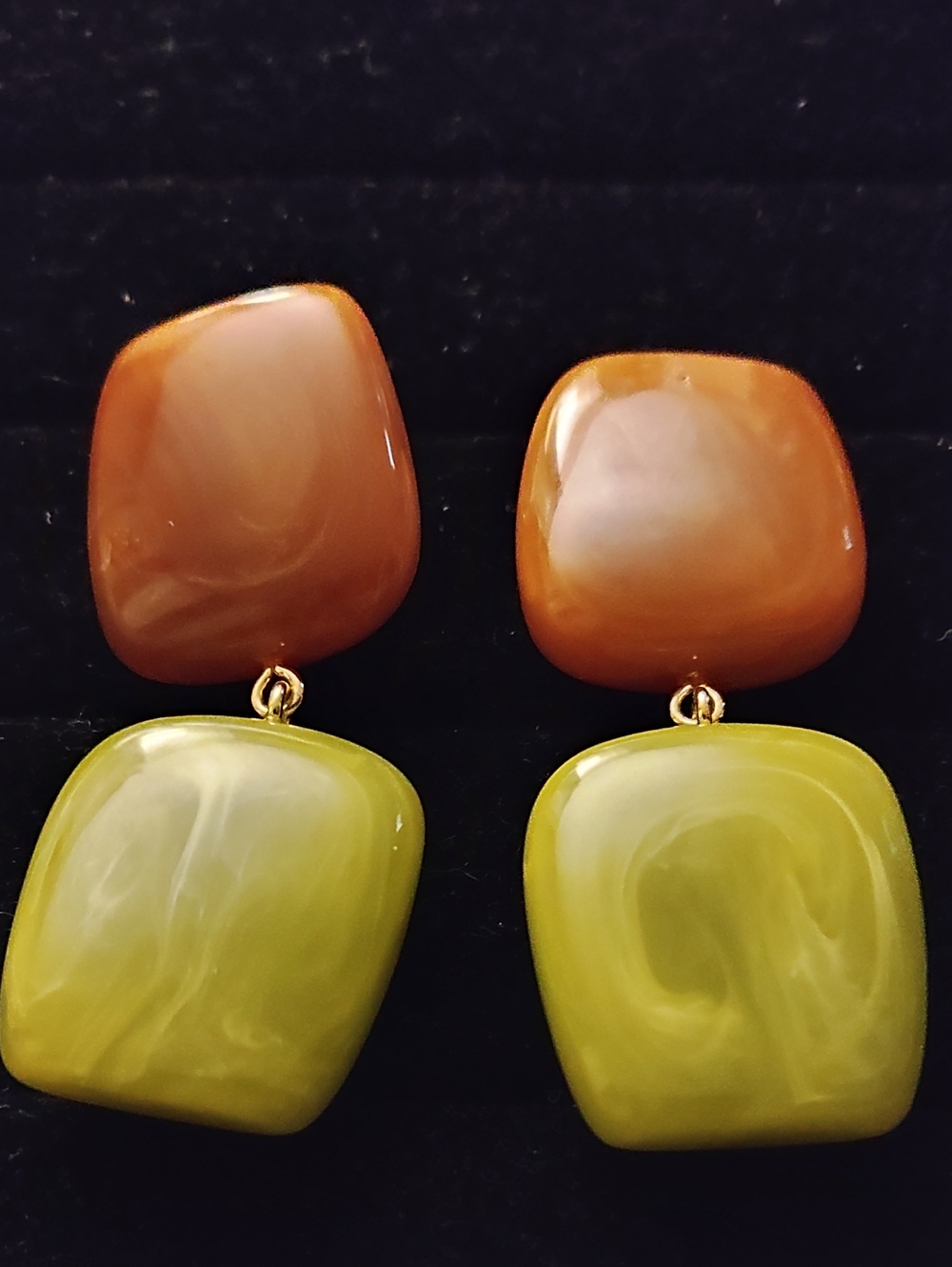 Brown and Olive Green Resin Drop Earrings - Fashion Women Jewelry